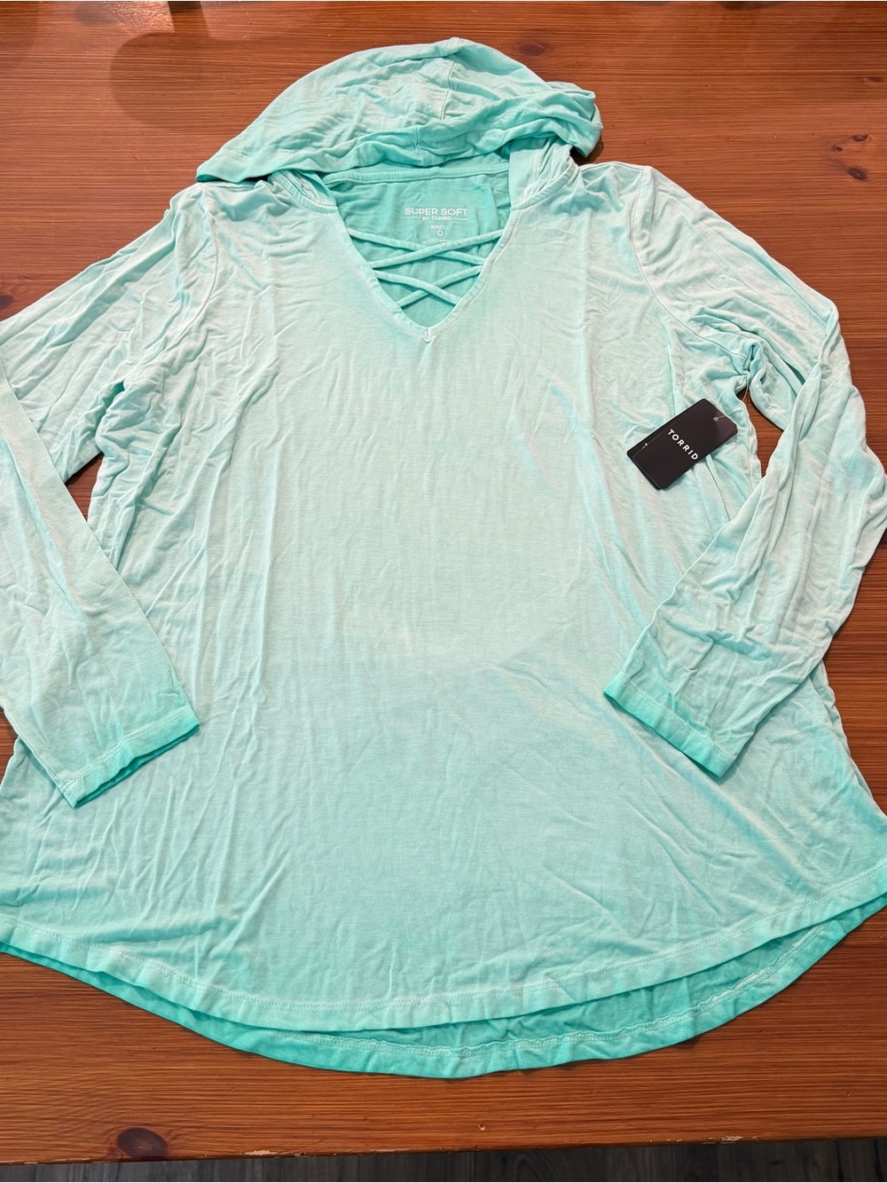NWT Super Soft Torrid Seagram Green Lightweight Long Sleeve Hoodie - Size 0X